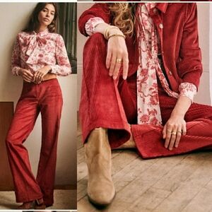 Sezane Martin Pants Bordeaux red Size 8 eu 40 new with tag